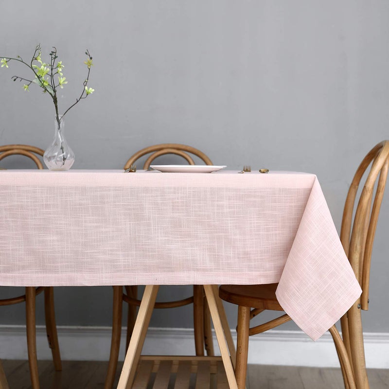 maxmill Lux Faux Linen Table Cloth with Slubby Texture Wrinkle Resistant Anti-Shrink Soft Tablecloth for Kitchen Dining Tabletop for Buffet Banquet Parties Rectangle 60 x 140 Inch Blush - Image 2